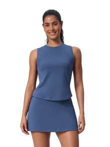MathCat 2 Piece Tennis Skirt Set For Women Tennis Skirt Sets Athletic Workout Dress Tank Top Golf Outfits - 海軍藍色 - 查看 2