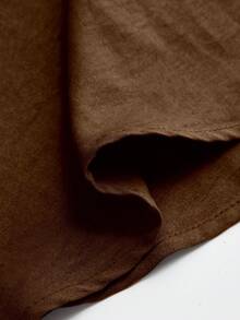 1 件优雅休闲涤纶纯色衬衫，适合约会、日常穿着、办公室、拍照、春夏季 - 咖啡棕 - 查看 4