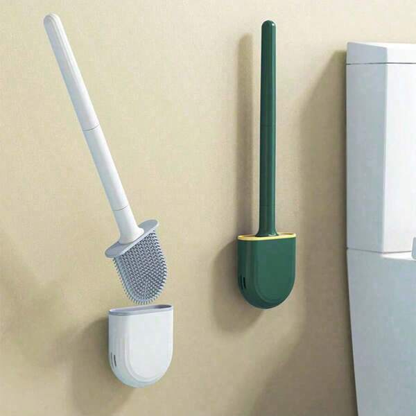 1 Stück Silikon Toilettenbürste, Toilettenbürste ohne tote Winkel, wandmontierte Badezimmerbürste, Reinigungsbürste für Zuhause
