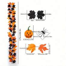 1 件万圣节壁炉挂饰、带南瓜装饰的秋叶花环、感恩节丰收节家庭派对装饰、室内外前门装饰以及适合节日家居的奇特万圣节派对装饰