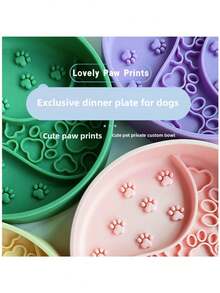 1 pieza Tazón lento de silicona para mascotas, ayuda a los gatos y perros a comer adecuadamente, plato dividido antiderrame y antiahogo con ventosa, alfombrilla para lamer