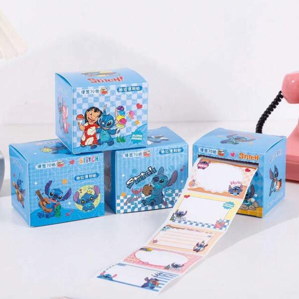 70/140 Disney Stitch Sticky Notes - Blue Cartoon Design, 70 Square Memo Pads For Daily Use And DIY Decoration, Fun And Creative Birthday Or Holiday Gifts, Cute Stationery Accessories