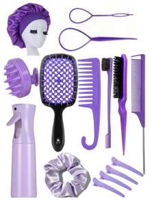 15 Piezas Juego de Cepillos y Peines para Peinado, 3/13 Piezas Peines, Peines de Púa, Peines de Cola de Rata, Cepillos de Bordes, Cepillos de Cabello, Rociador de Alta Presión, Horquillas, Anillos para el Cabello, Peines de Dientes Anchos, Gorros de Baño, Trenzadores de Cabello, Adecuado para Todo Tipo de Peinados, Vuelta al Colegio, Esenciales de Viaje y Vacaciones, Accesorios de Cabello para Mujeres