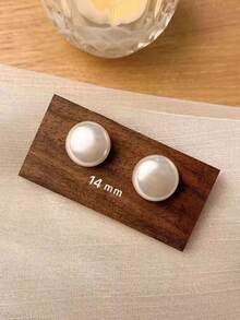 1 对时尚百搭松饼珍珠耳钉，优雅别致的女士耳环