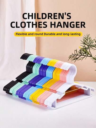 30/20/10 Pcs/Set Children Plastic Hangers, Non-Slip Wardrobe Baby Hangers, Baby & Toddler Clothing Set, Small Size Children Pants Hanger (White, Multi-Color)