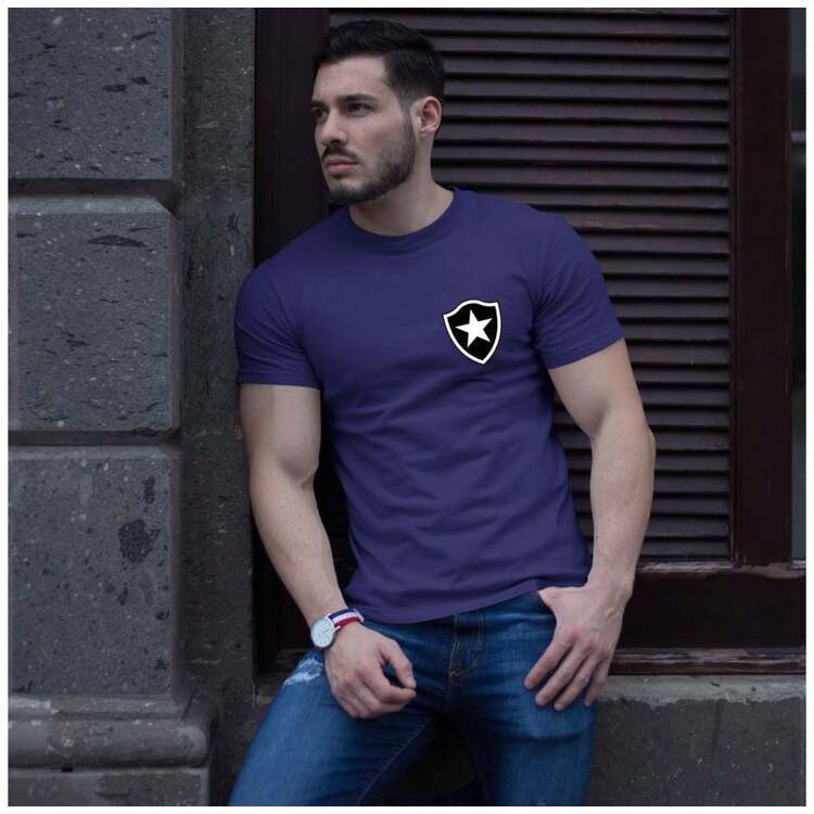 Men's Shirt Basic T-Shirt 100% Premium Cotton Botafogo Football Team - Navy Blue - View 1