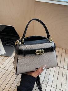 Fashionable Casual Versatile Portable Shoulder/Crossbody/Handheld Contrasting Color Women Small Square Bag - Black - View 7