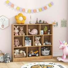 Lifezeal 10-Cube Bookcase For Kids 41"Wooden Toy Storage Organizer For Kid's Room - Natural - View 4