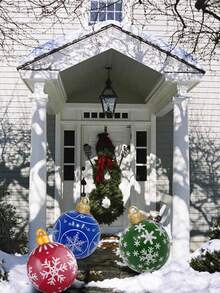 60cm riesiger aufblasbarer Weihnachtsdekorations-Ball - wetterfestes PVC-Material, nicht aufgeladen, ohne Strom, perfekt für Outdoor-Feiertags-Garten, Rasen, Veranda, Oster-Dekoration - 1 Stück - Übersicht 5