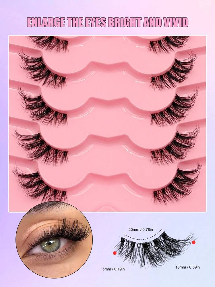 Asiteo 7 أزواج من رموش عين القطة الطبيعية الكرتونية الشفافة ذات الحزام القصير الناعم المصنوعة من الفرو الصناعي، مناسبة للاستخدام اليومي - رموش عيون القطة - مشاهدة 3