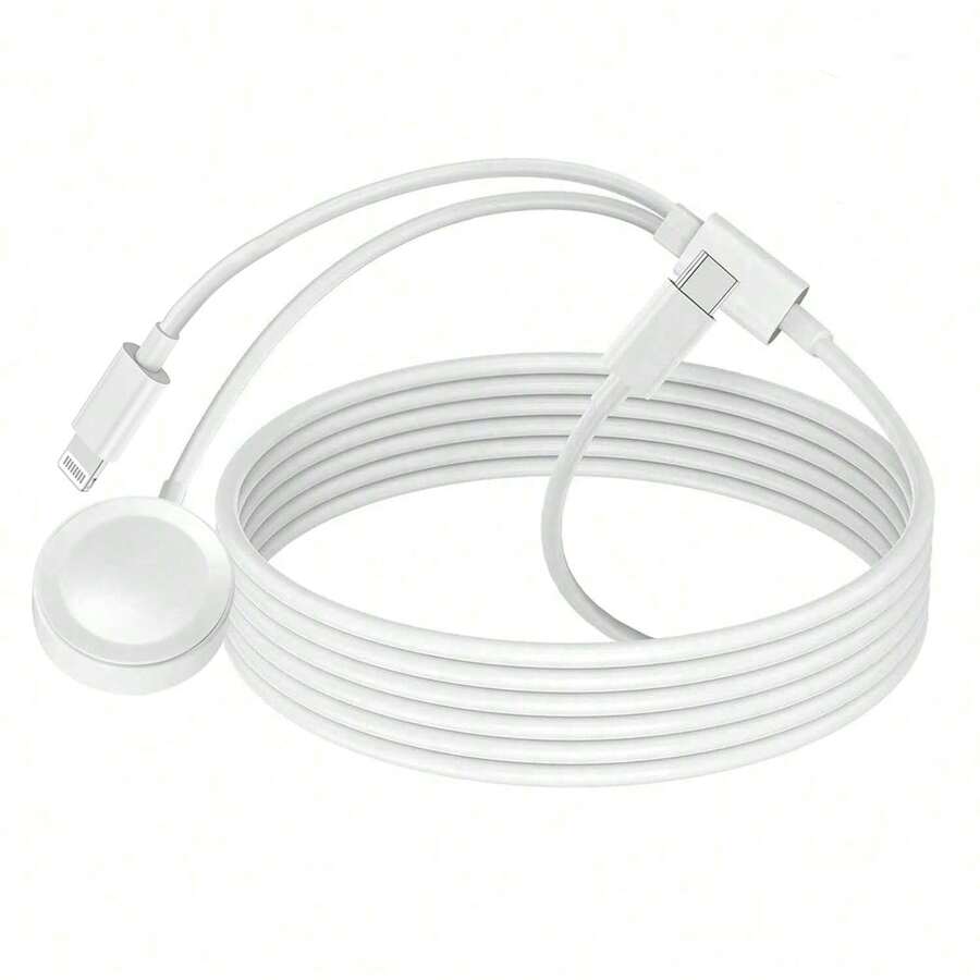 2-In-1 Apple Watch Charger, 2025 Upgraded Apple Watch Charger, Upgraded 2-In-1 Fast I Phone Watch Charger [Apple MFi Certified] 3.3 FT Magnetic Charging Cable Compatible With Apple Watch Series SE/8/7/6/5/4/3/2/1 & I Phone 14 -[3.3FT] White