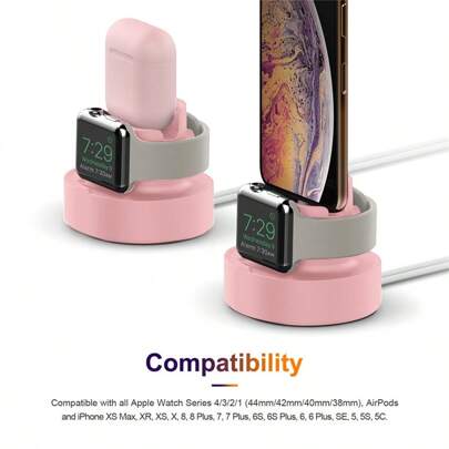 1 pieza Base de silicona minimalista y clásica, soporte 3 en 1 compatible con cargador de Apple Watch, para Apple Watch 38/40/41/42/44/45/49mm, apto para Apple Watch Ultra/SE/8/7/6/5/4/3/2/1, para mujeres y hombres