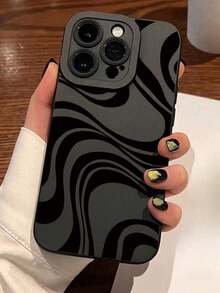 1pc Striped Angel Eye Matte Anti-Fall TPU Phone CaseSuitable For IPhone17/16 Pro Max/15 Pro Max/14 Pro Max/13 Pro Max/12 Pro Max Waterproof Shockproof Scratch Resistant - 黑色 - 查看 2