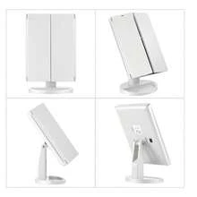 Vanity Makeup Mirror 1x/2x/3x Tri-Fold Makeup Mirror With 21 LED Lights And Adjustable Touch Screen Lighted Mirror Dressing Mirrors For Women - Blanco - Ver 4