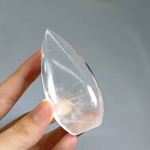 1pc Natural Clear Quartz Torch Carving Piece Ornament, White Crystal Flame Carving Piece, Crystal Crafts, Creative Home Interior Decorative Ornament, Valentine's Day Gift, Unique Holiday Gift