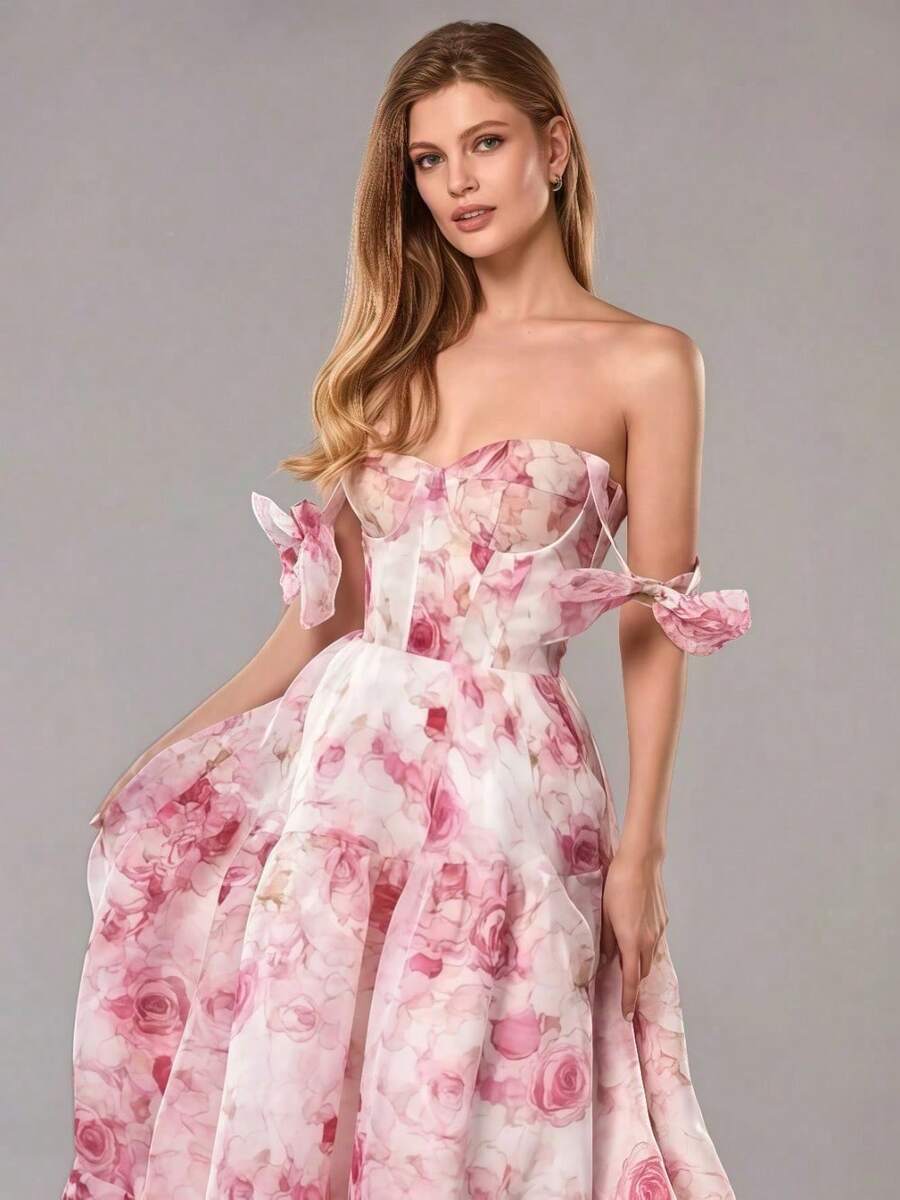 Women's Fashion Organza Fairy Long Temperament Evening Dress - 粉色 - 查看 1
