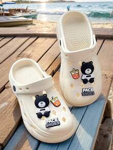 4厘米增高男士透气防水套脚凉鞋，轻便舒适，适合室内/沙滩/户外穿着，男女通用卡通DIY装饰镂空拖鞋 - 米色 - 查看 6