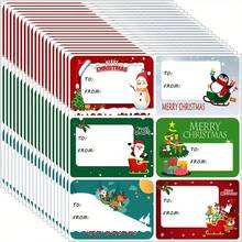 240pcs Festive Christmas Gift Tags - Self-Adhesive Holiday Labels With Santa, Reindeer, Snowmen & Holiday Designs, Red & White Paper Tags For Christmas Presents, Christmas Gift Tags(60/120/240pcs) - Multicolor - View 1