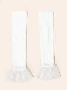 1 pièce Manches en dentelle et mousseline pour femmes, manches évasées transparentes et respirantes, réchauffe-bras mode pour l'extérieur, protection solaire, automne