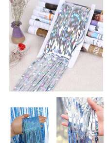 1pc Laser Rain Curtain Decor: 1*2m/39.37*78.74in, Party Wedding Birthday Stage Decoration, Children's Festival Christmas Halloween Background Atmosphere Streamers