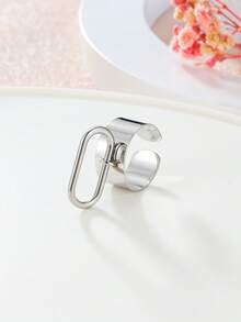 1pc Simple & Fashionable Oval Ring With Open Ends - Yellow Gold - View 5
