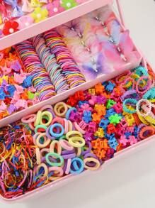 558 件女孩彩色水钻双层网状蝴蝶结发夹，可爱公主发饰，弹性耐用不伤发带，发圈，珍珠花发带，多功能闪光星星发夹，简约鸭夹发夹，适合日常使用