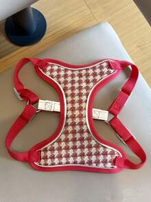 Small And Medium-Sized Dogs Harness And Leash Set, Step In Puppy Vest With Breathable Soft Mesh, Walking Reflective Pet Harness For Small Dogs Houndstooth Check Spliced Cat Harness For Outdoor Use