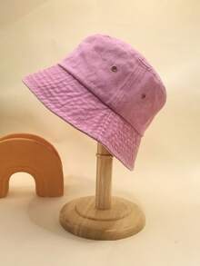 1顶女士纯色水洗渔夫帽，可折叠做旧钓鱼帽，男女通用户外防晒帽，适合日常佩戴 - 純色 - 查看 16