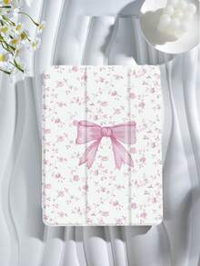 Pink Rose & Bow Design Tablet Protective Case, Compatible With Ipad 9.7/10.2/10.5/10.9/12.9/Pro 11 (10th Gen), Galaxy Tab S6 Lite 10.4", Kindle Paperwhite 12th Gen (2024), Kindle 11th Gen (2022), Soft Shock-Proof, Smart Stand/Auto Wake/Sleep - Multicolor - View 2