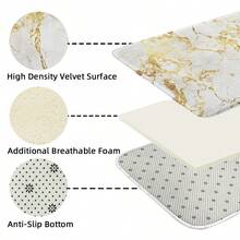1pc Marble Pattern Anti-Fatigue Floor Mat, Soft Plush Surface, Modern Minimalist Style, Comfortable For Home, Bathroom, Kitchen Decor Entryway Decor Bathroom Kitchen Decor Kitchen Rug - Multicolor 3 - View 9