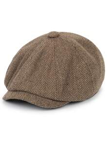 YIYIQCSJ 1 chiếc mũ nồi len unisex - Mũ nồi vải tweed cổ điển, kiểu dáng bằng phẳng, phù hợp cho trẻ sơ sinh và bé gái dự tiệc (7-9 tuổi) (Lưu ý: Kích thước lớn) (Chu vi vòng đầu 50-58cm) - Nhiều màu - Xem 7