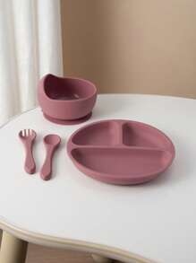 4PCS Personalized Customization Name And Pattern Silicone Suction Base Plate And Bowl Childern Feeding Tableware Self Feeding Training Cutlery Spoon Fork Sets Print On Demand Childern Tableware Essentials