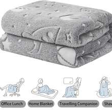 Glow In The Dark Throw Blanket Galaxy Stars Pattern Super Soft Fuzzy Plush Flannel Grey Blanket For Boys Girls Gifts Glow In The Dark Space Blanket 150 X 180 Cm (Universe) - Gray Galaxy Star - View 10