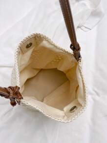 1 件女士斜挎包，配有长肩带，轻巧便捷，简约设计，米色面料，涤纶衬里，非常适合日常使用和旅行