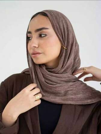 1 pieza Bufanda/Hiyab ligera de color liso desgastado, adecuada para uso diario con vestidos