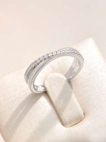 Stylever 1pc 925 Sterling Silver Simple X-Shaped Cross Ring Ladies Jewelry For Women Glamorous Promise Ring Fine Jewelry Ring Gift For Girls Daily Life Dating Decor - Silver - View 3