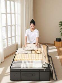 1PC Gray Clothing Storage Bag, Quilt Storage Box, Under Bed Storage Bag, Bedroom Storage, Visible Window Storage Box, Waterproof And Moisture-Proof, Suitable For Storing Blankets And Idle Items At Home Dress Pants Shoes Jeans Boots Skirt Bedroom, Organizer, Home Storage, White T Shirt Women, Black Pants Women, Ladies Winter Clothes, Dress, - Grey - View 1