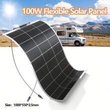 Panel Solar Flexible de 100W Ligero y Plegable para Carga Fuera de Red, Ideal para Caravanas, Barcos, Remolques, Yates, Cabañas, Tiendas y Superficies Irregulares (100W) - Flexibles Solarpanel 100 W - Übersicht 1
