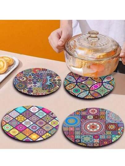 1 Set (4pcs) Heat Insulation Pads, Kitchen Dining Table Mats, Pot Holders, Cup Coasters, Waterproof Placemats,Home And Kitchen Must-Haves, Kitchen Utensils And Equipment As Christmas Practical Gifts