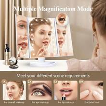 Vanity Makeup Mirror 1x/2x/3x Tri-Fold Makeup Mirror With 21 LED Lights And Adjustable Touch Screen Lighted Mirror Dressing Mirrors For Women - màu đen - Xem 5