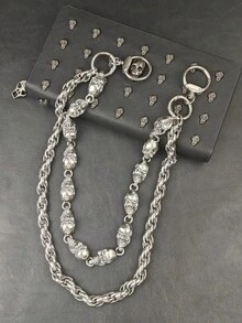 Y2K Stainless Steel Heavy Metal Skull Pants Chain Boy Hip Rock Fashionable Waist Luxury Accessories Summer New Holiday Gifts - Silver - View 9
