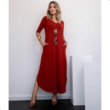 Long Dress 3/4 Sleeve Comfy Fashion With Pocket - 查看 5