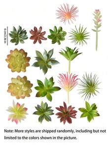 10/5株随机仿真多肉植物，假植物，桌面摆件，人脸造型多肉植物 - 迷你逼真多肉植物 - 窗台人脸植物装饰，绿色植物装饰，各种无盆仿真多肉植物，逼真塑料仙人掌茎多肉植物，家居装饰（不含花盆），礼品