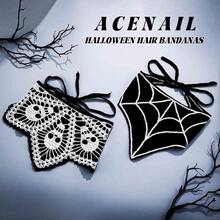Headbands Crochet Bandanas Headband Spider Gothic Head Scarf Halloween Hair Accessories For Women 2Pcs - 布萊卡 - 查看 2