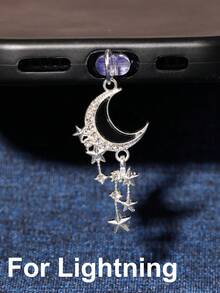 1/6pcs Set Rhinestone Moon Tassel Phone Dust Plug, Alloy Metal Pendant Accessories, High-End, Personalized, Fashionable, Elegant, Exquisite Romantic Y2K Style Pendant Decor - Multicolor - View 25