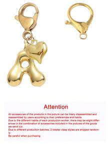 泡泡字母可爱项链吊坠包吊坠-幸运水晶吊坠搭配金色心形吊坠，字母 A-Z，闪亮合金包和背包吊坠-生日和特殊场合的完美礼物，钥匙链环包背包吊坠汽车吊坠礼物，适合女士和女孩，钱包和手提包配件。生日、情人节、母亲节送给女性的小礼物 - 金色 - 查看 9