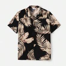 PatPat Family Matching Solid Leaf Sleeveless Halter Dresses And Short Sleeve Tops - 黑色 - 查看 3