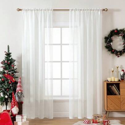2 paneles de cortinas transparentes de ventana de color rojo sólido elegantes, paneles/cortinas/tratamiento de voile para dormitorio y sala de estar (54X96 pulgadas)
