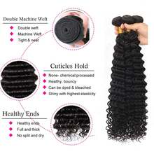 MENALUE Bundles And Closure Deep Wave Bundles With Closure 20 22 24+18, Free Part Wet And Wavy Hair 3 Bundles With Lace Closure 100%Brazilian Virgin Human Hair Weave Bundles With Closure Natural Color Style Keep Texture Silky Soft Extension - Natural Black - View 3