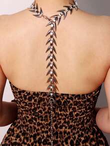 1 chiếc vòng cổ dài đính đinh tán xương cá phong cách Punk Streetwear thời trang, phù hợp với trang phục thường ngày và dạo phố - Nhiều màu - Xem 6